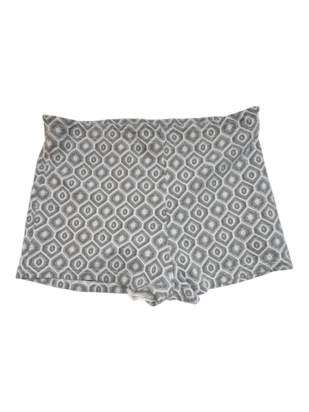 Free People Gray Geometric Pull-On Skort Side Zip Lined Size 12 Fits Like Medium
